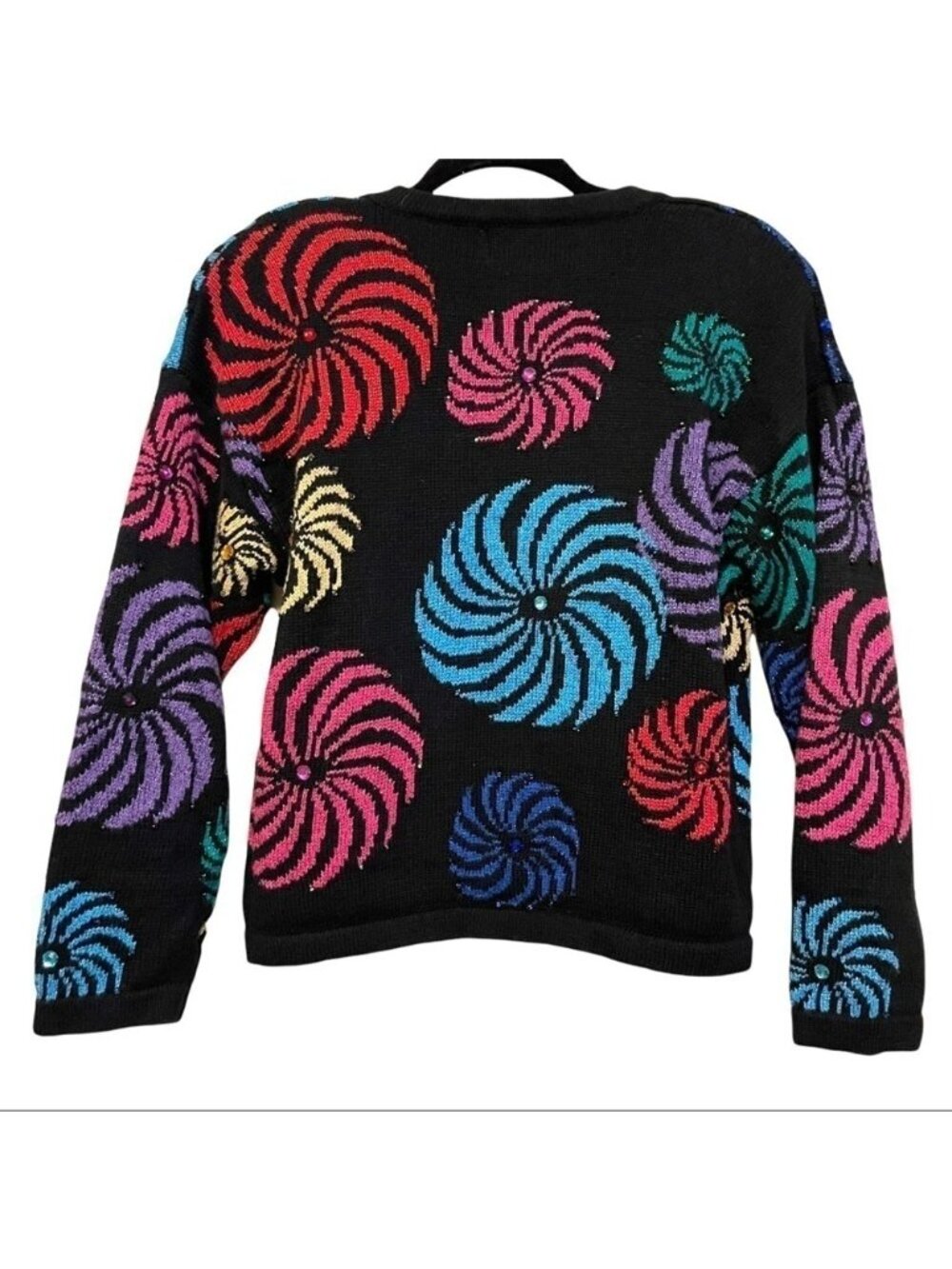 Vtg Design Options Cardigan Sweater Large Phillip Jane Gordon Pinkwheel Swirls - Picture 2 of 12